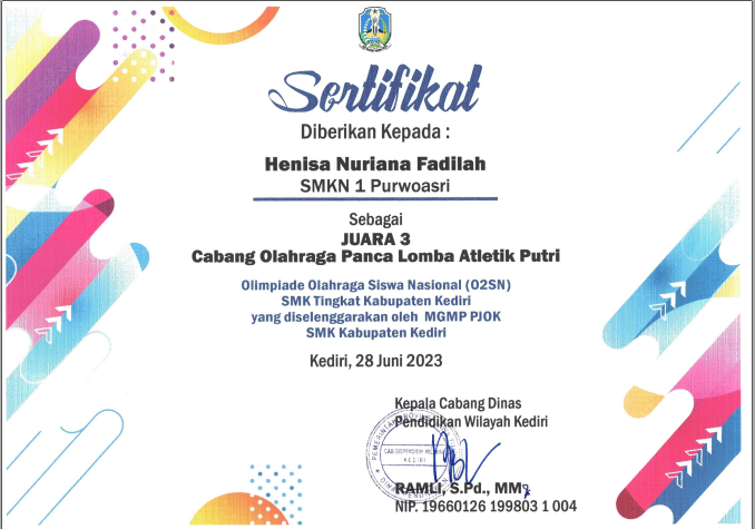 CABANG OLAHRAGA PANCA LOMBA ATLETIK PUTRI O2SN KABUPATEN KEDIRI