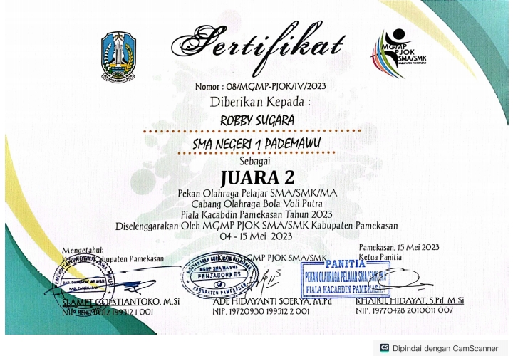 PIALA KACABDIN PAMEKASAN TAHUN 2023 CABANG OLAHRAGA BOLA VOLI PUTRA 