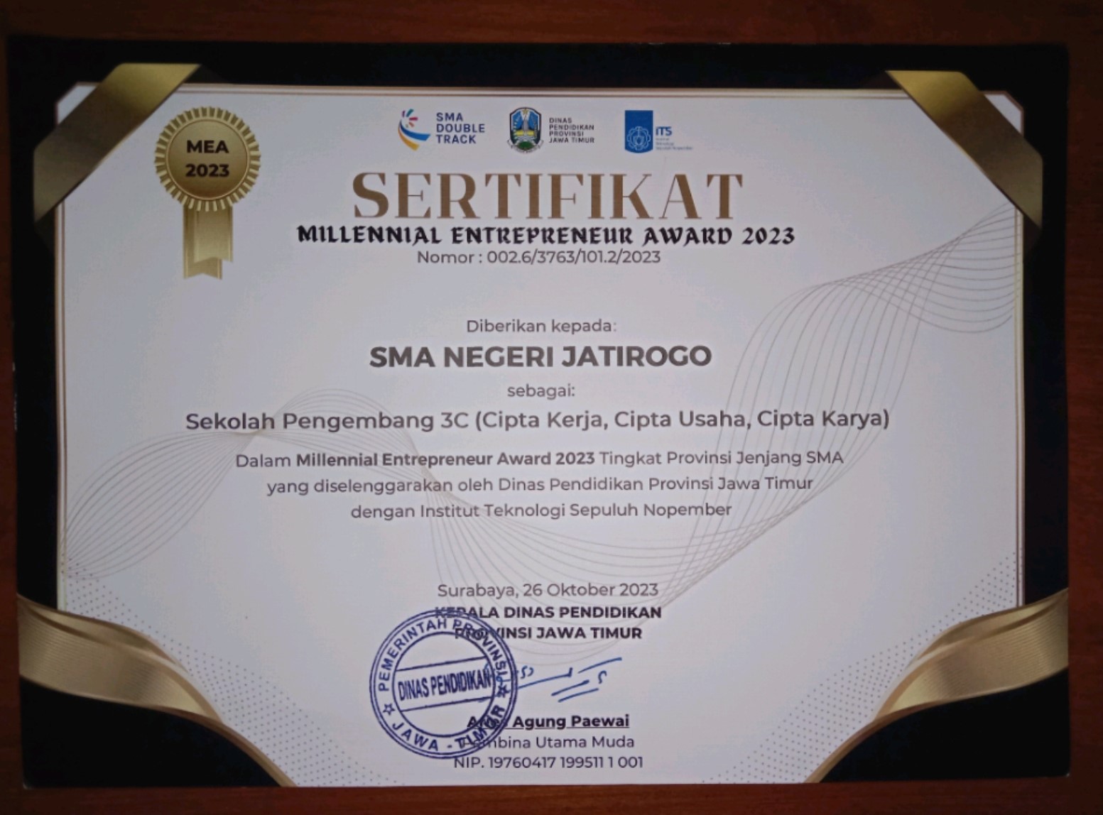 MILLENIAL ENTREPRENEUR AWARD 2023