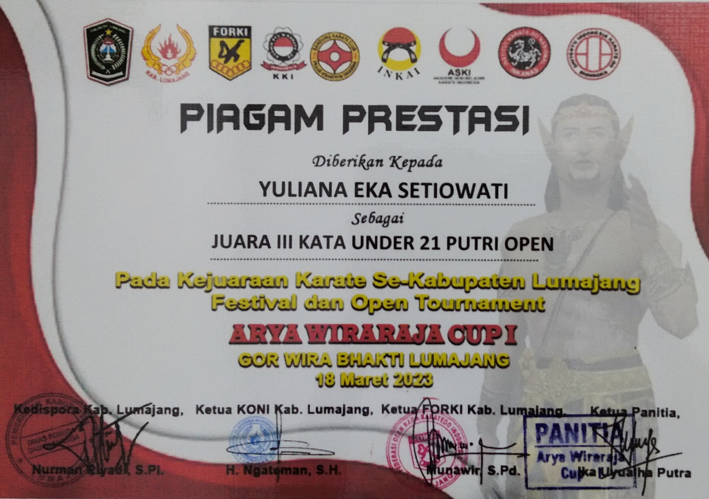 Kejuaraan Karate Se- Kab. Lumajang Festival dan Open Tournament Arya Wiraraja Cup 1