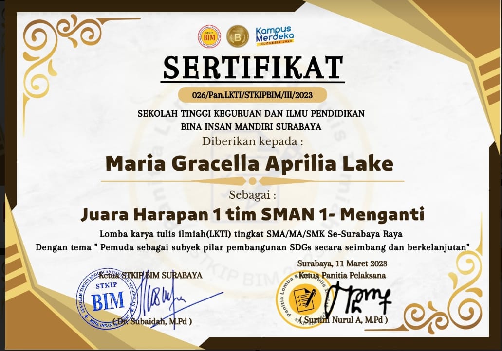 JUARA HARAPAN 1 LOMBA KTI 