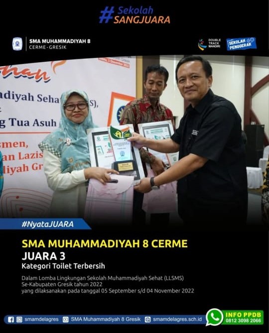 JUARA 3 KATEGORI TOILET TERBERSIH DALAM LOMBA LINGKUNGAN SEKOLAH MUHAMMADIYAH SEHAT SE KABUPATEN GRESIK TAHUN 2022