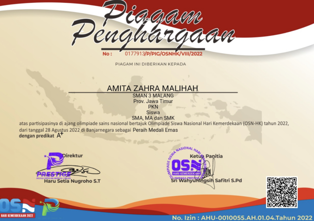 JUARA 3 OSN KEMERDEKAAN MAPEL PPKN