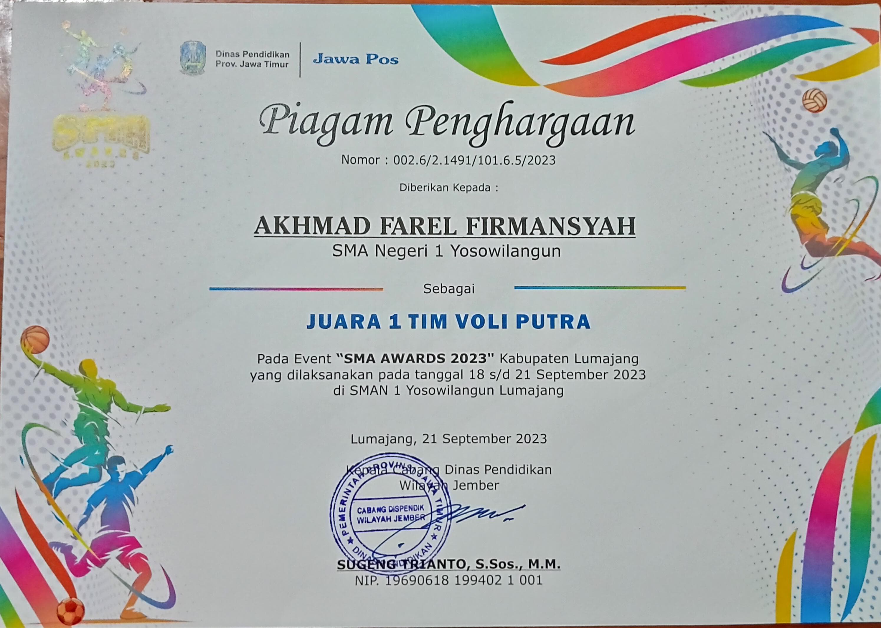 SMA AWARDS 2023 VOLI PUTRA