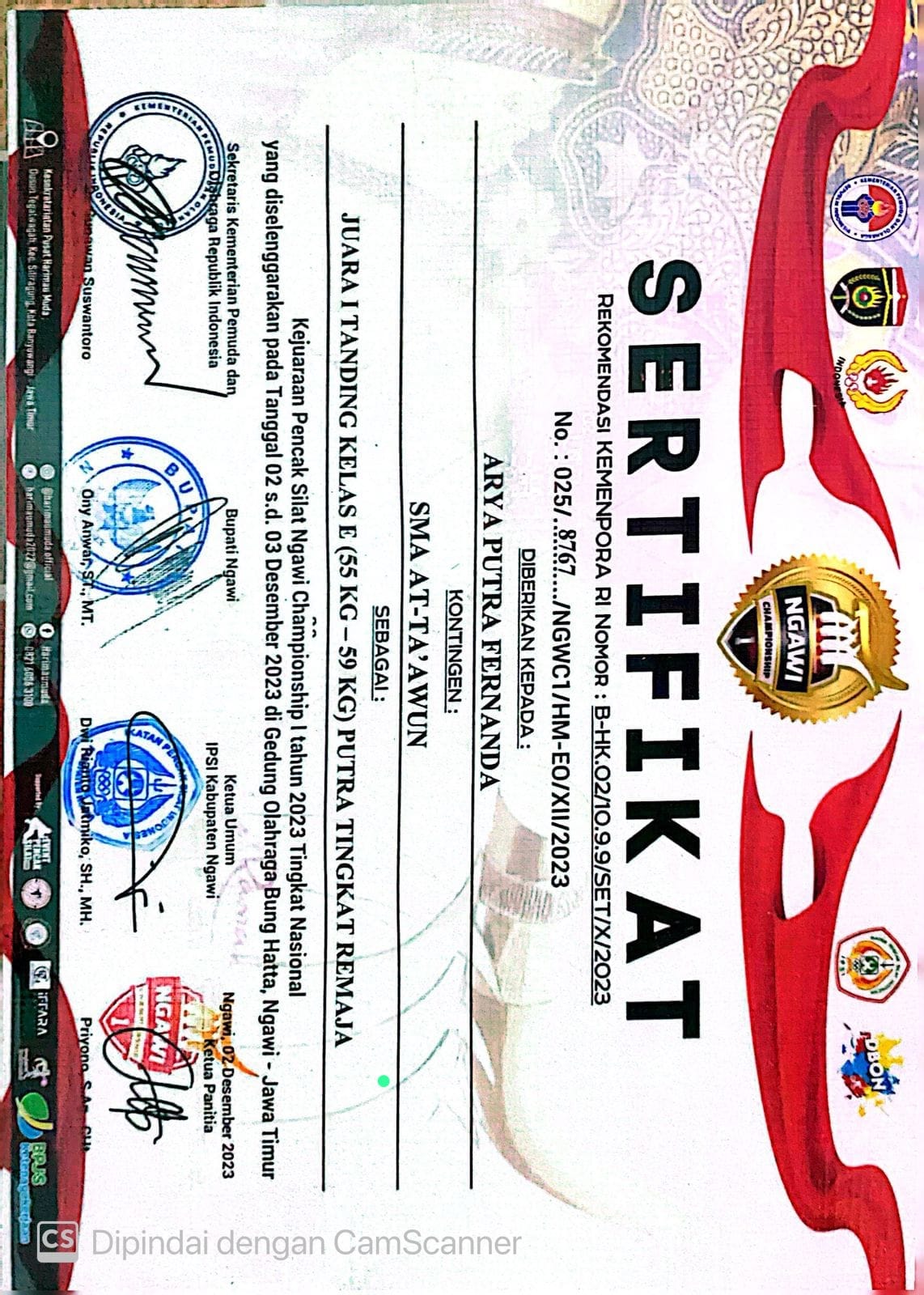 KEJUARAAN PENCAK SILAT NGAWI CHAMPIONSHIP TAHUN 2023 TINGKAT NASIONAL