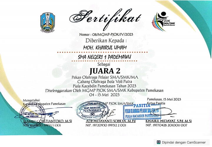 PIALA KACABDIN PAMEKASAN TAHUN 2023 CABANG OLAHRAGA BOLA VOLI PUTRA 