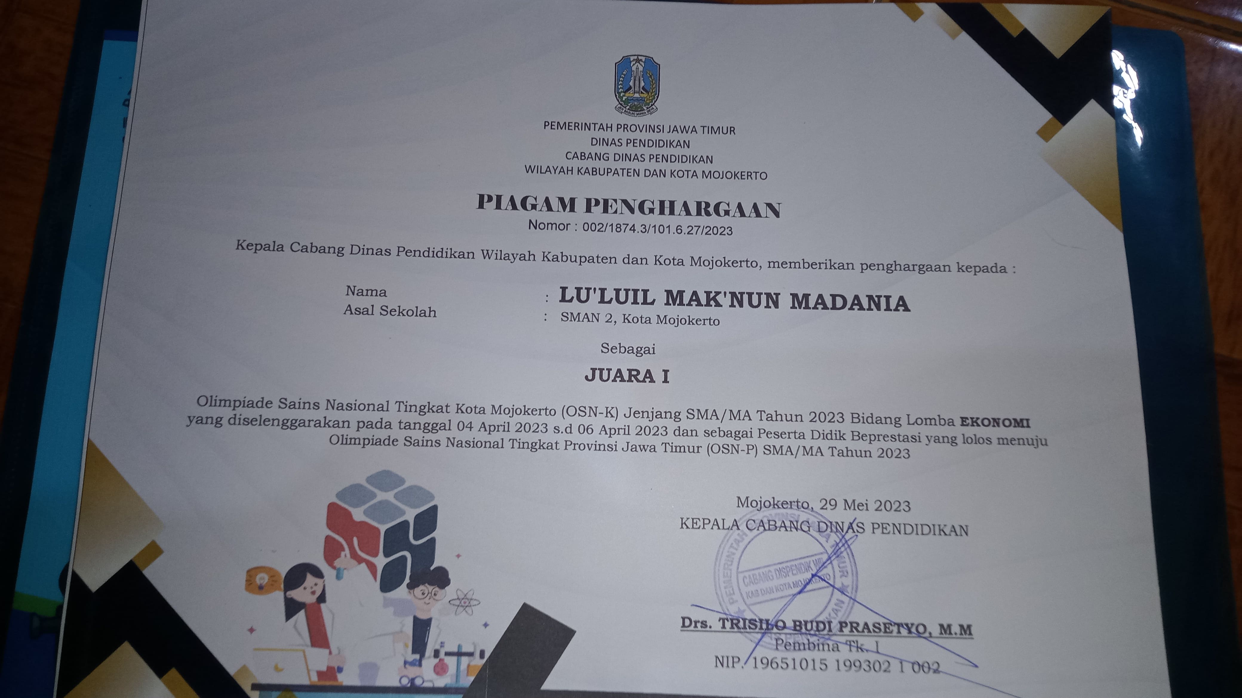 Olimpiade Sains Nasional Tingkat Kota Mojokerto bidang lomba ekonomi.