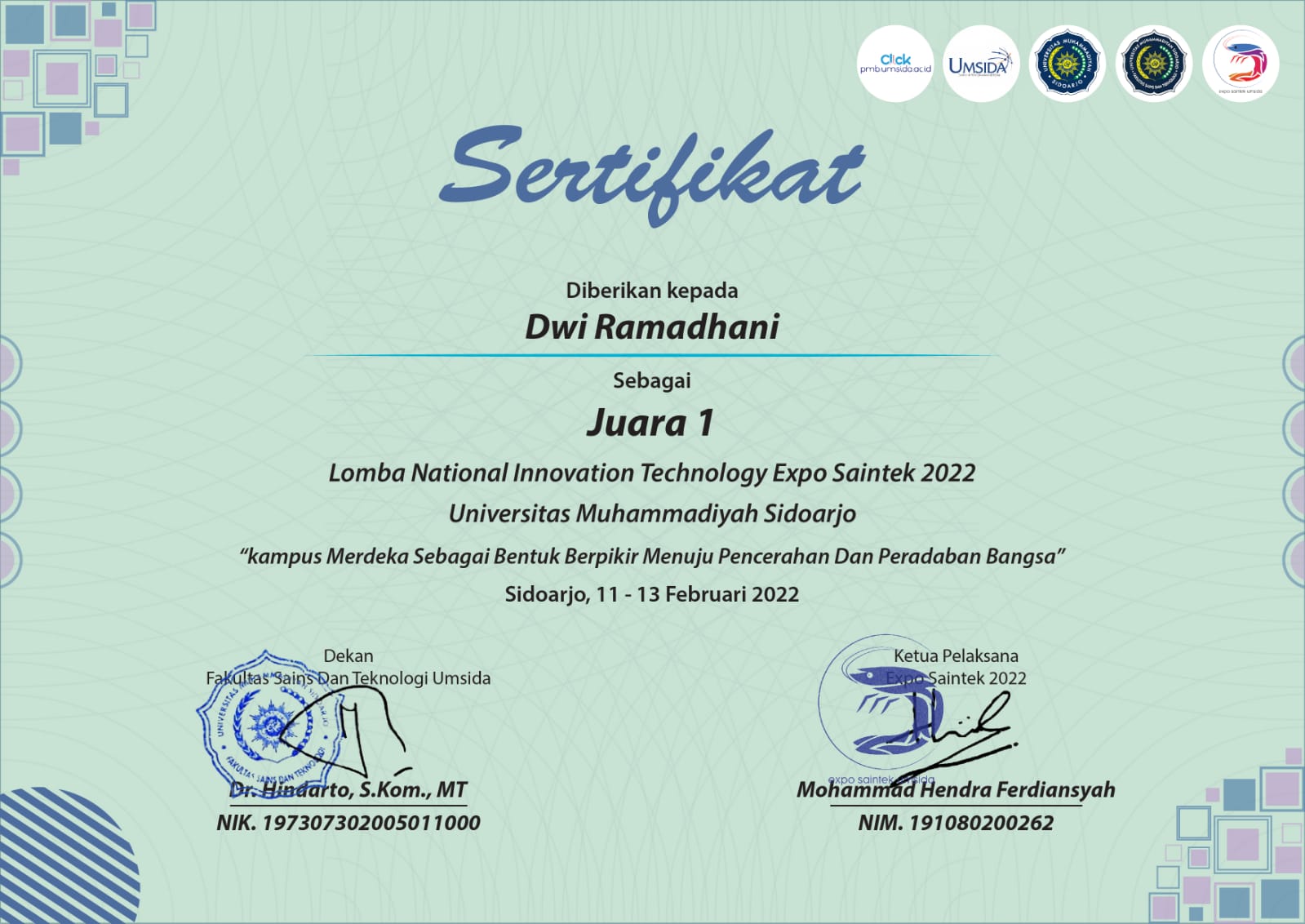 Lomba National Innovation Technology Expo Saintek 2022