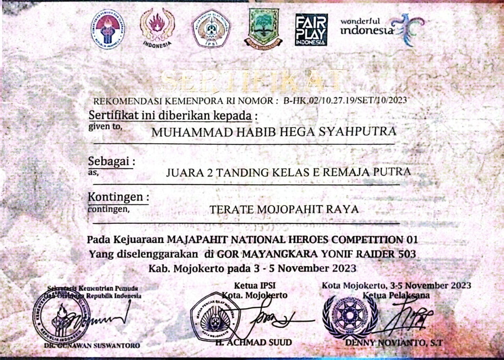 KARATE - MAJAPAHIT NATIONAL HEROES COMPETITON