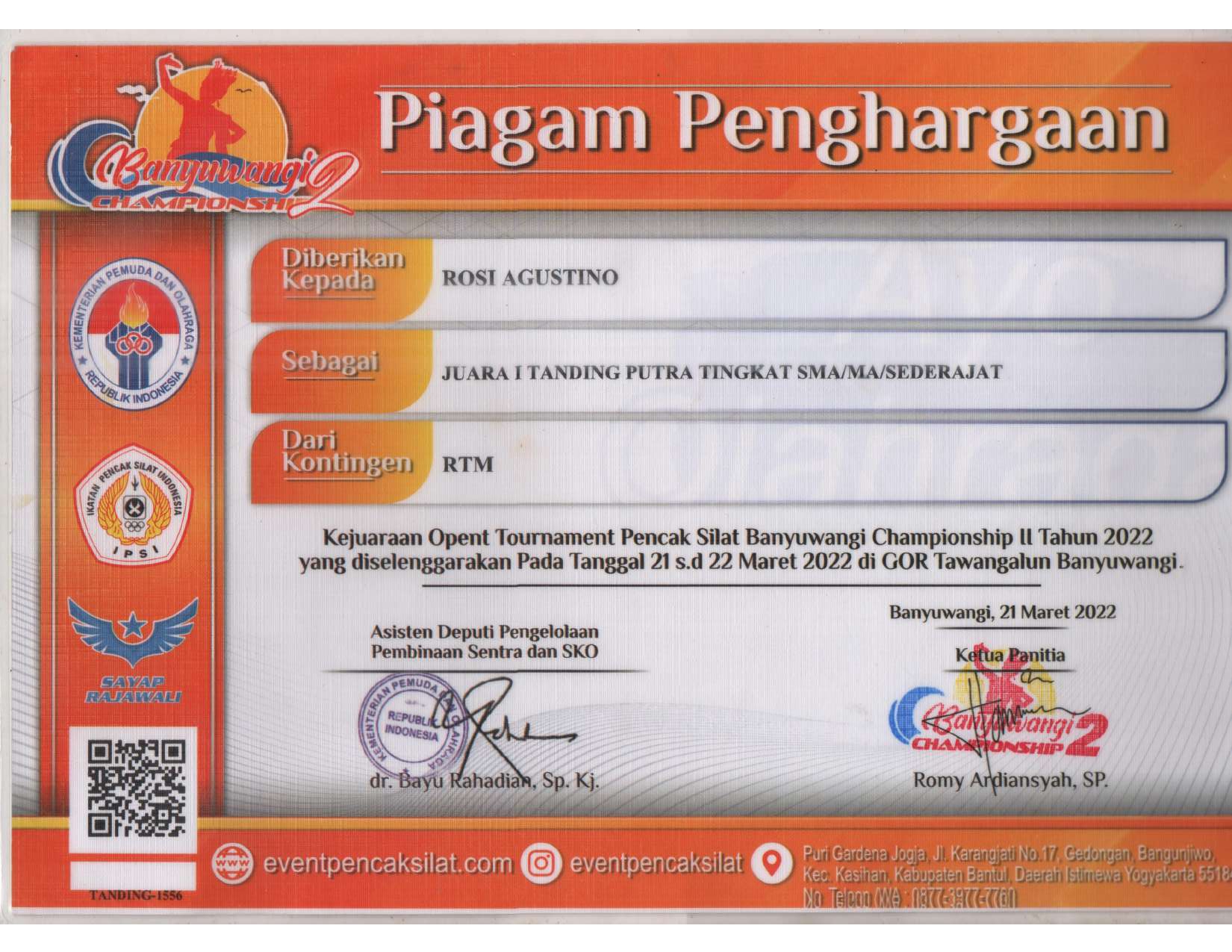 Kejuaraan Open Tournament Pencak Silat Banyuwangi Championship 2