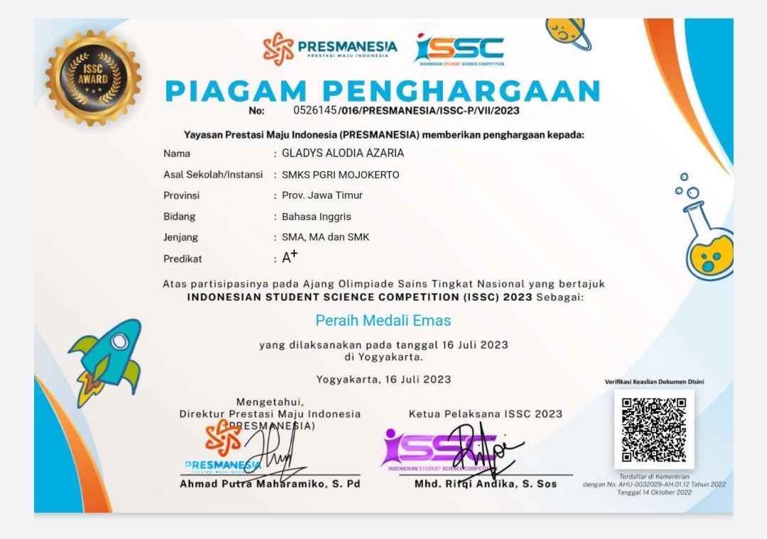 INDONESIAN STUDENT SCIENCE COMPETITION (ISSC)