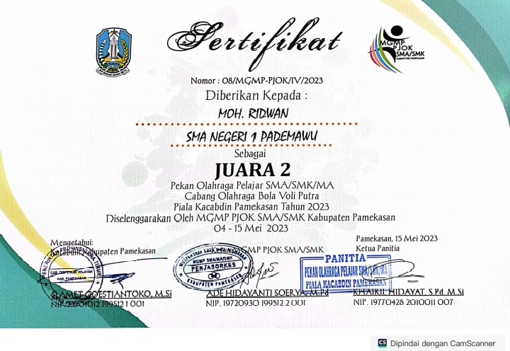 PIALA KACABDIN PAMEKASAN TAHUN 2023 CABANG OLAHRAGA BOLA VOLI PUTRA 