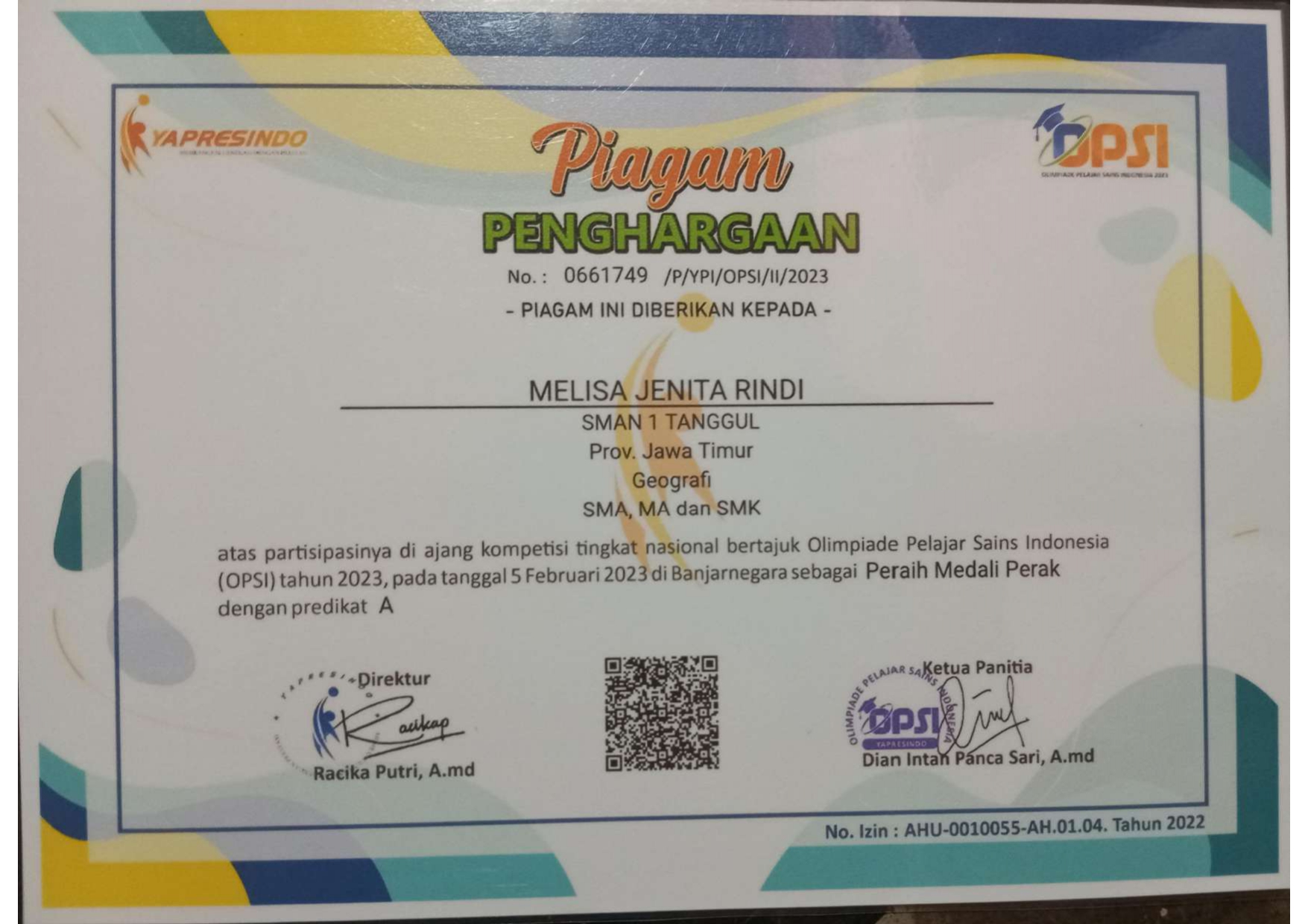 Kompetisi tingkat  nasional bertajuk olimpiade pelajar sains indonesia (OPSI) tahun 2023 MAPEL GEOGRAFI 