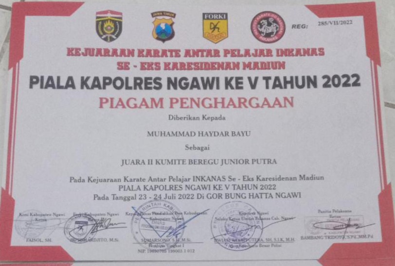 Piala Kapolres Ngawi - Kejuaraan Karate Antar Pelajar Inkanas 