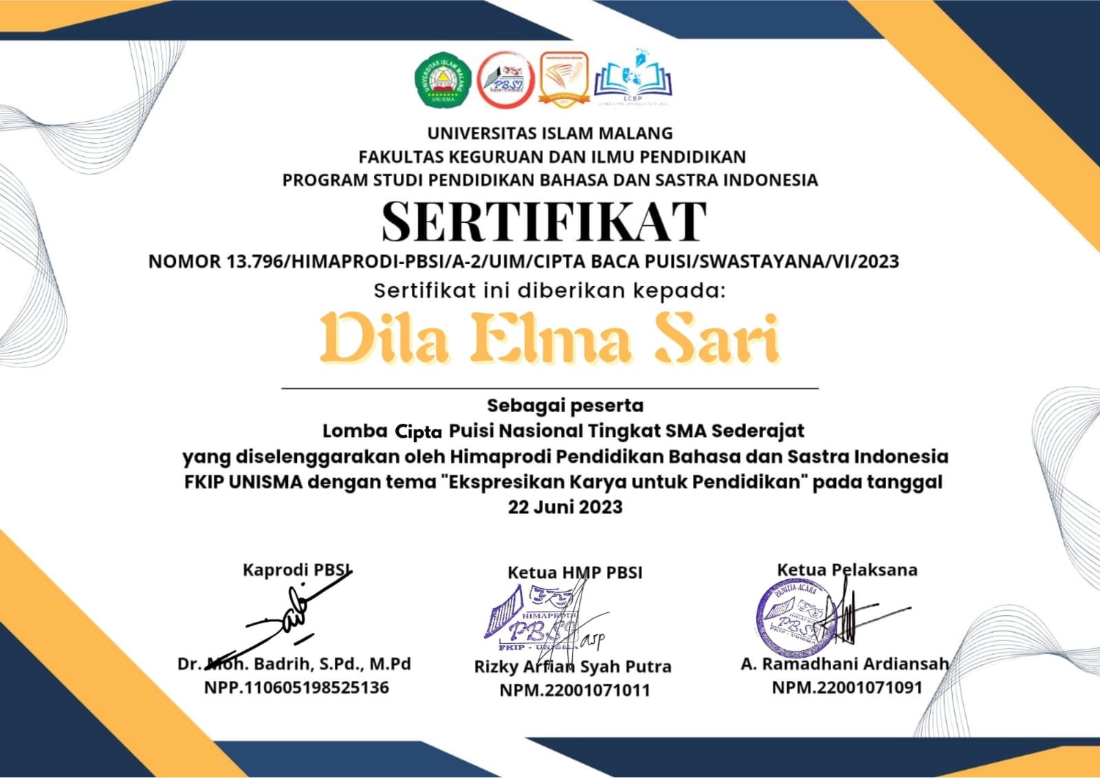 LOMBA CIPTA DAN BACA PUISI TINGKAT SMA/SMK SE INDONESIA