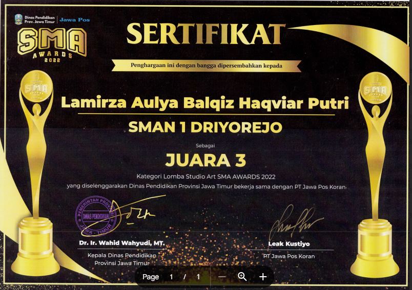Juara 3 - STUDIO ART (SMA AWARD JATIM 2022)