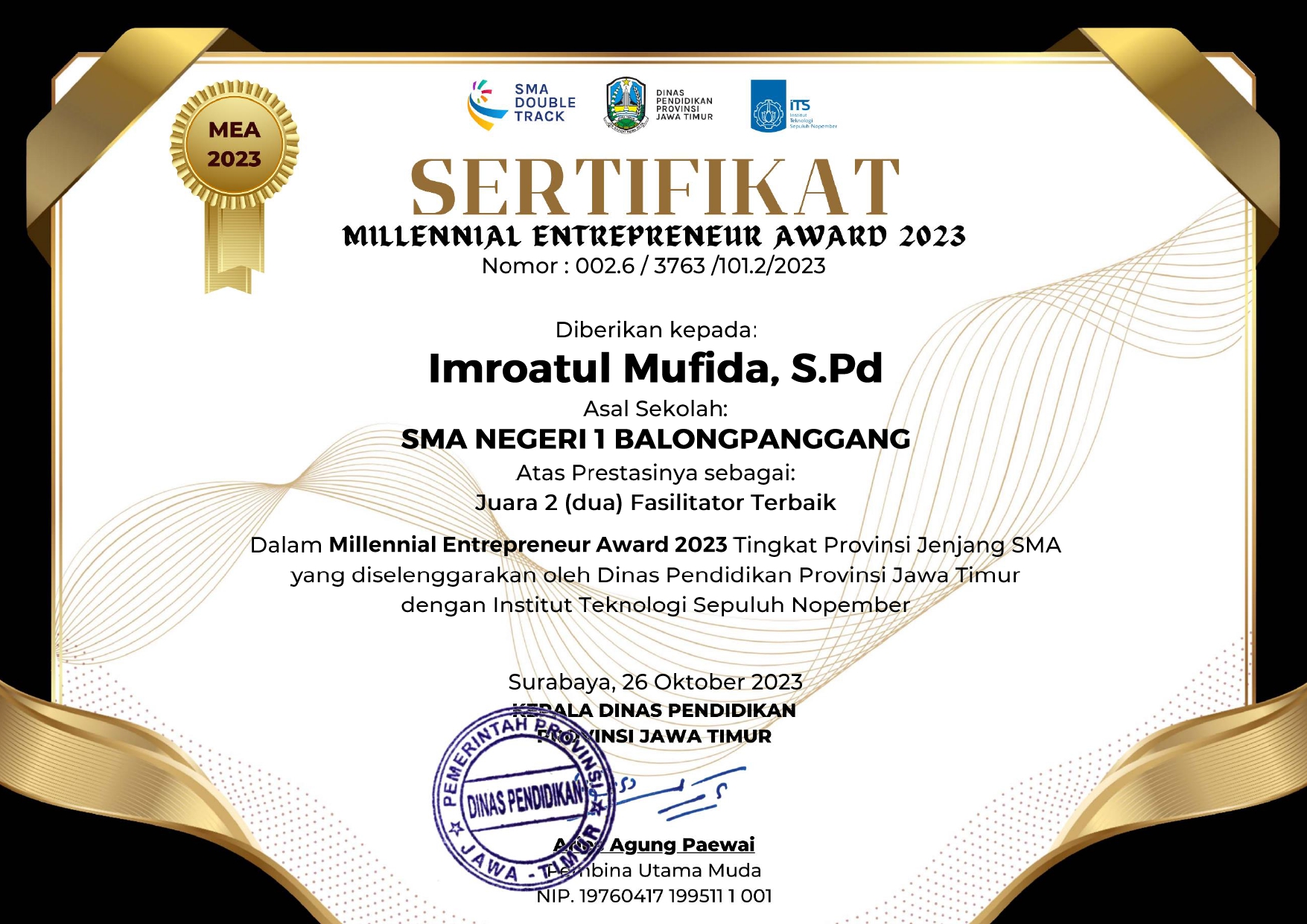 MILLENIAL ENTREPENEUR AWARD