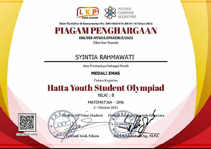 HATTA YOUTH STUDENT OLYMPIAD (Mapel Matematika)