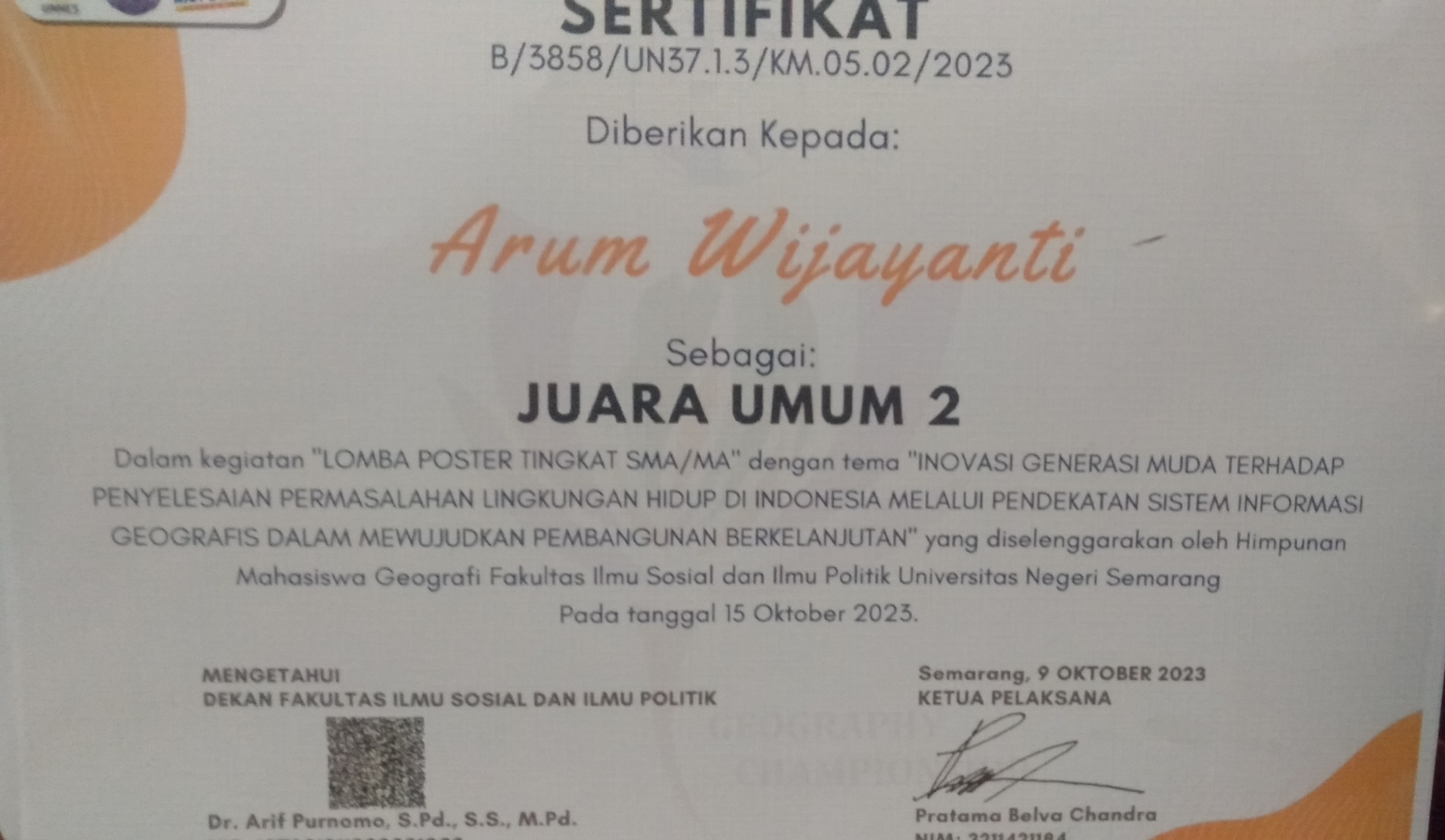 JUARA 2 POSTER FAKULTAS ILMU SOSIAL DAN POLITIK UNIVERSITAS NEGERI SEMARANG 