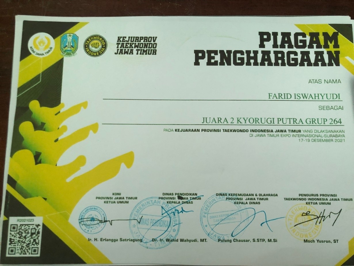 Juara 2 KYORUGI PUTRA GRUP 264 