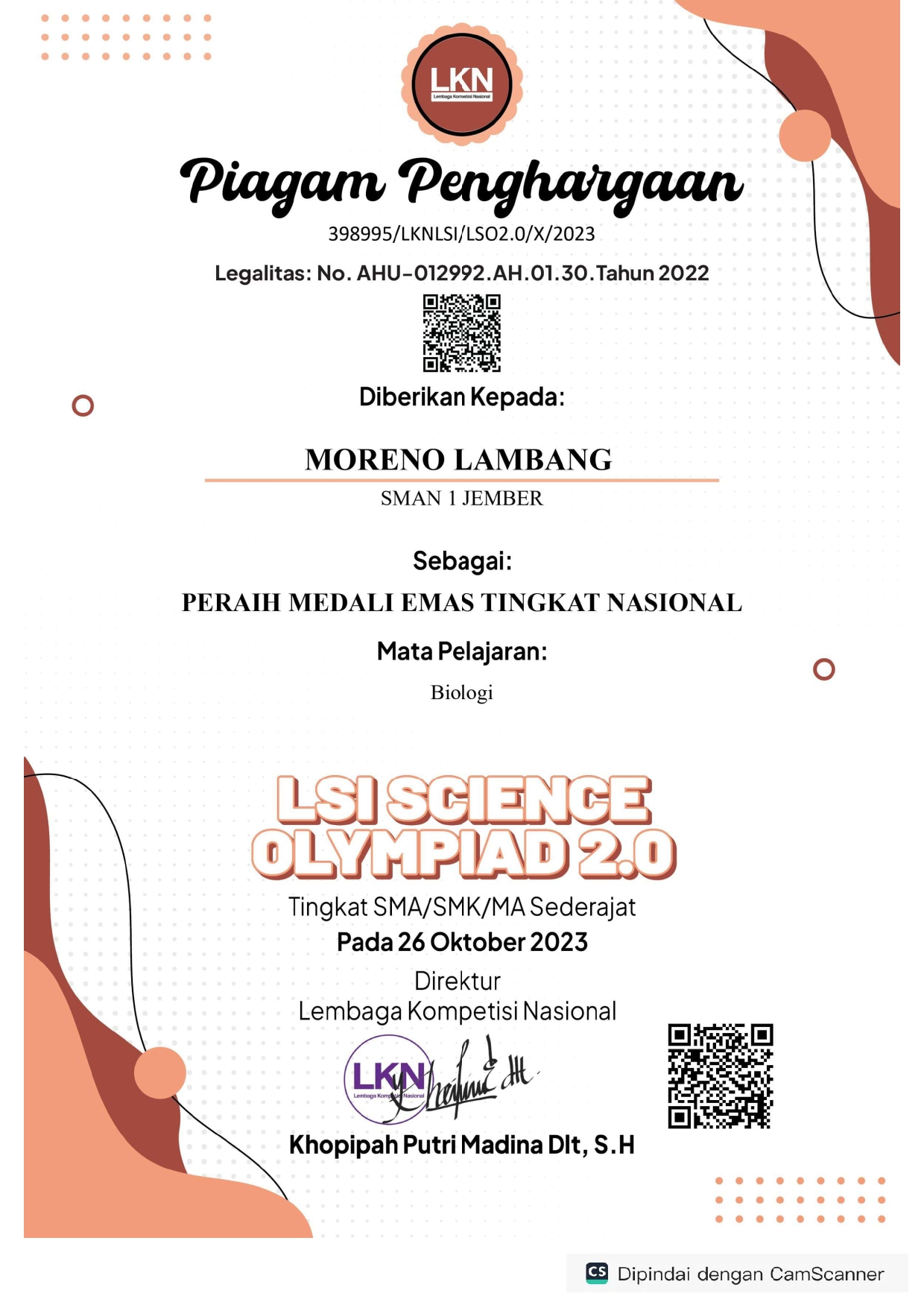 LSI Science Olympiad 2.0 bidang Biologi