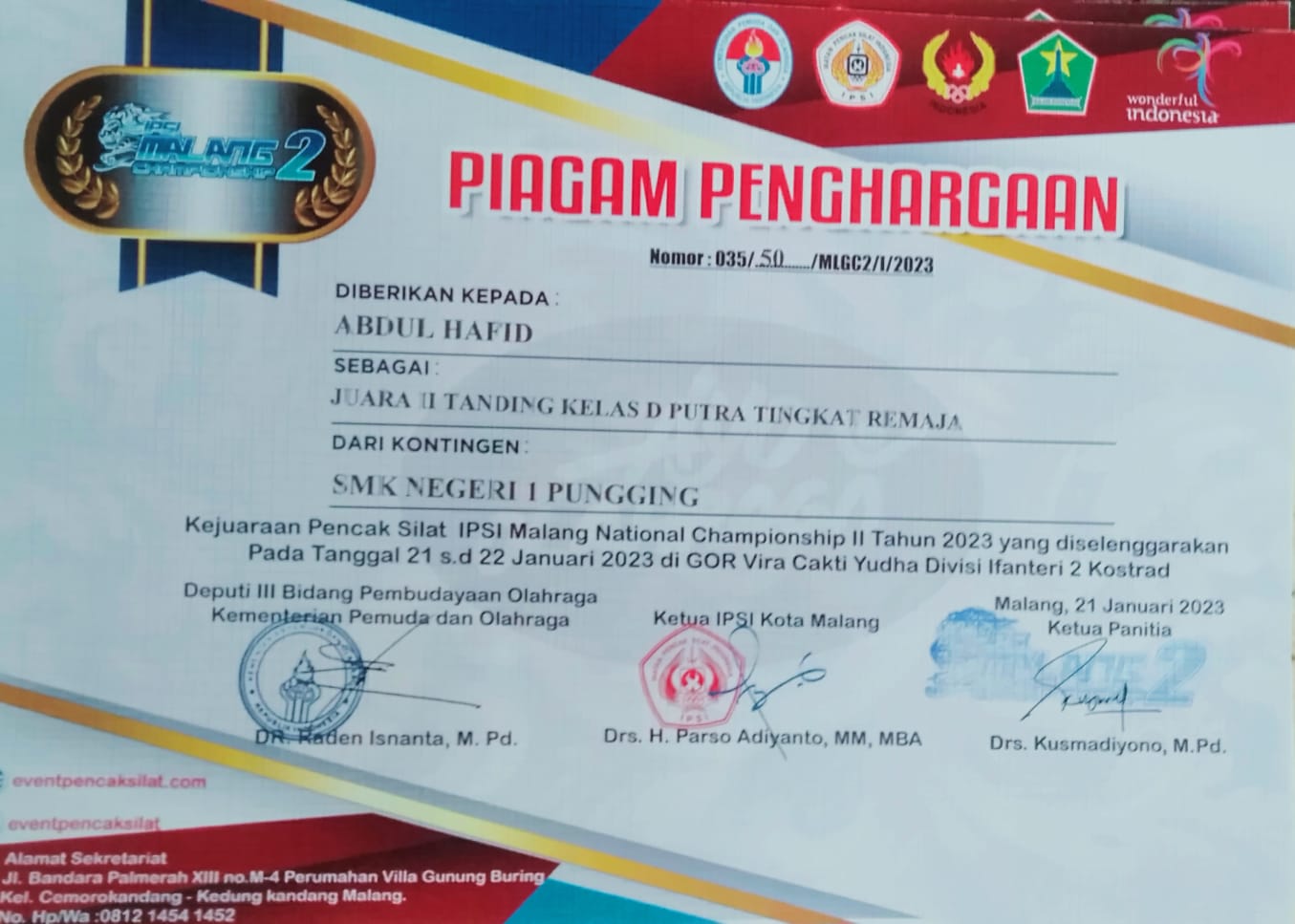 Kejuaraan Pencak Silat IPSI Malang National Championship II Tahun 2023