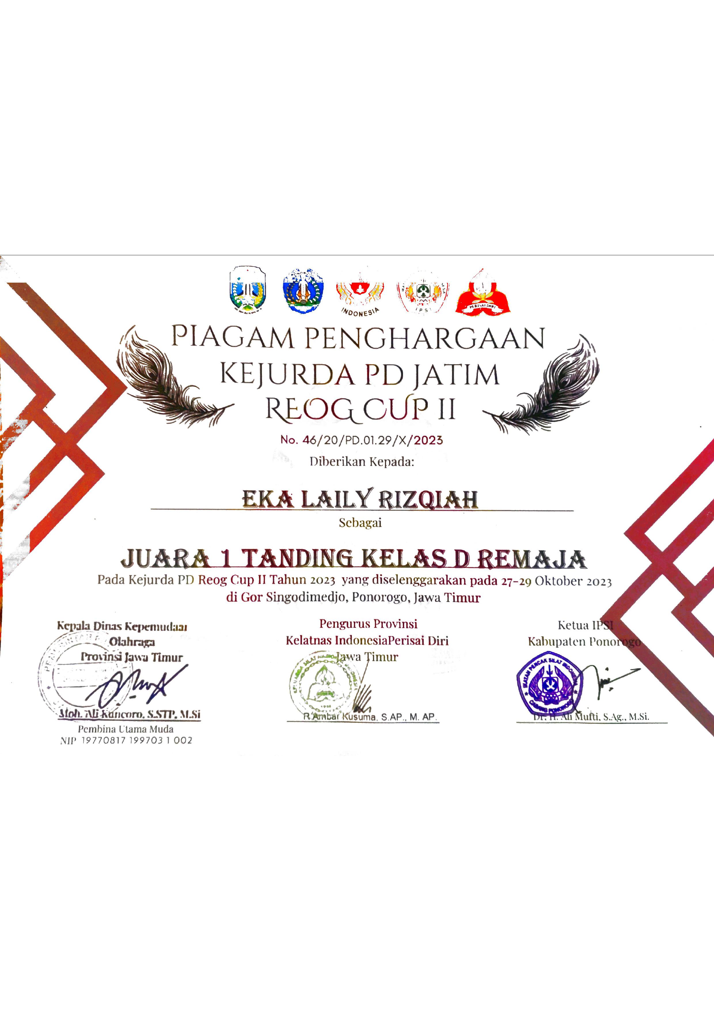 JUARA 1 TANDING KELAS D REMAJA