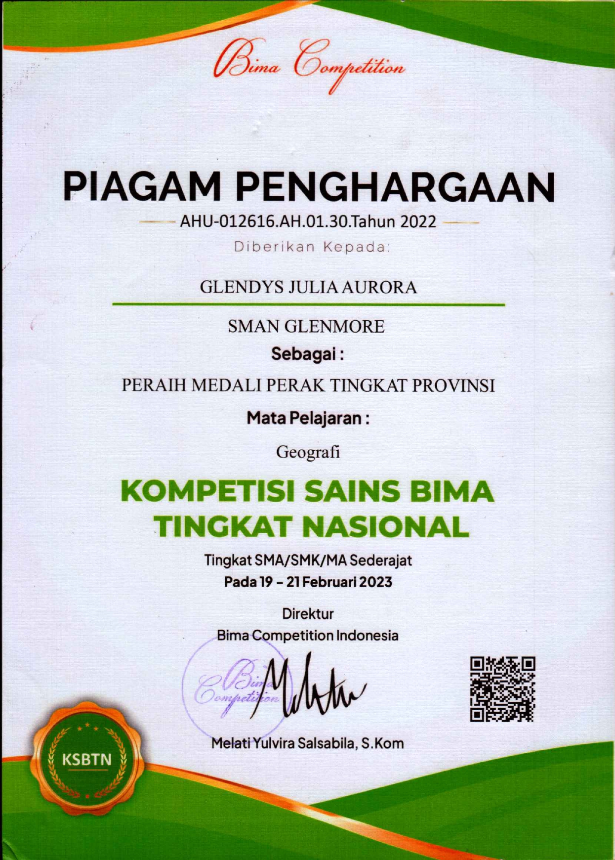 KOMPETISI SAINS BIMA NASIONAL