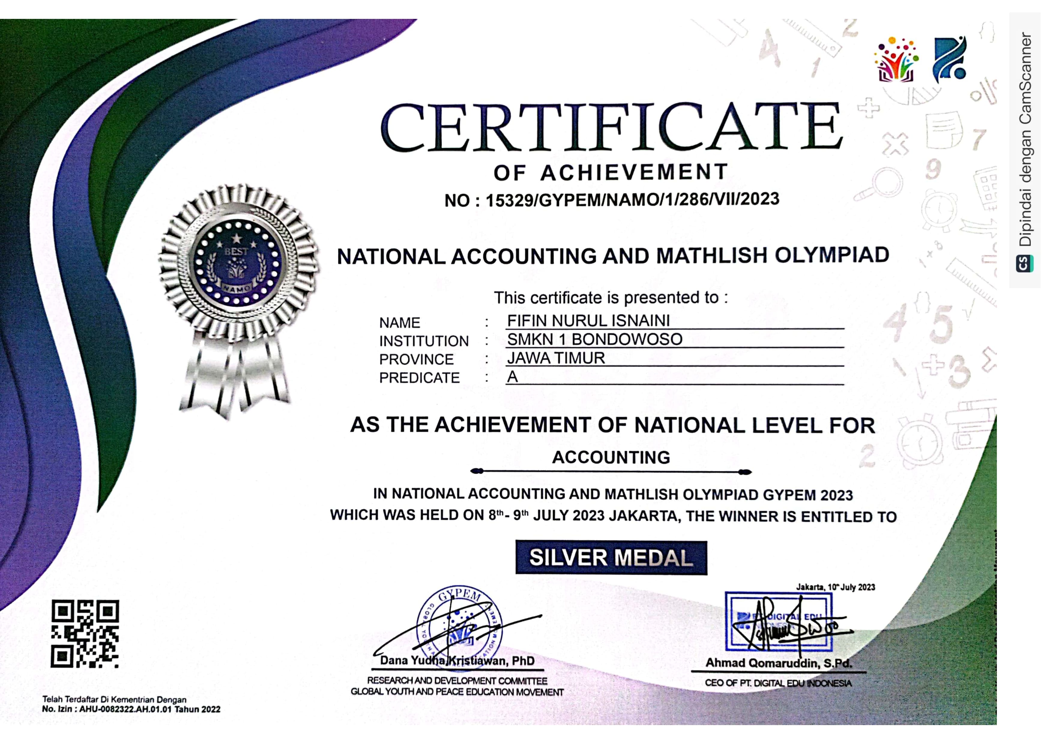 NATIONAL ACCOUNTING AND MATHLISH OLYMPIAD (ACCOUNTING)