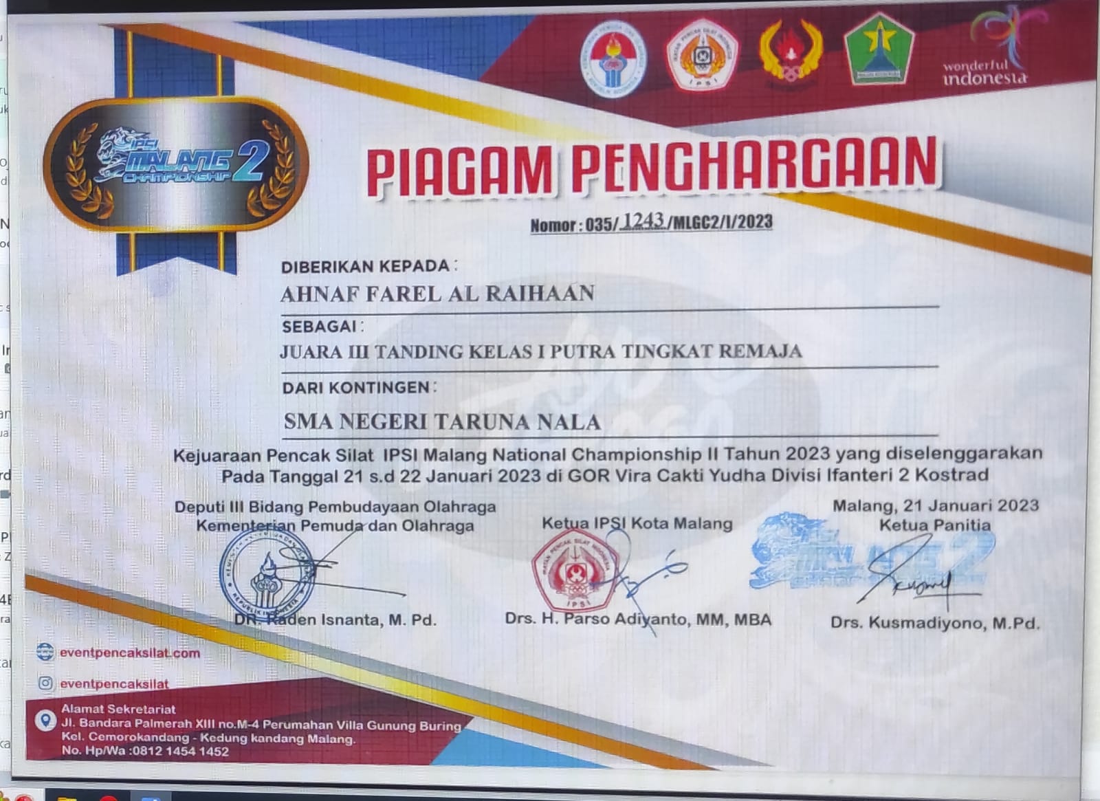 KEJUARAAN PENCAK SILAT IPSI MALANG NATIONAL CHAMPIONSHIP II TAHUN 2023