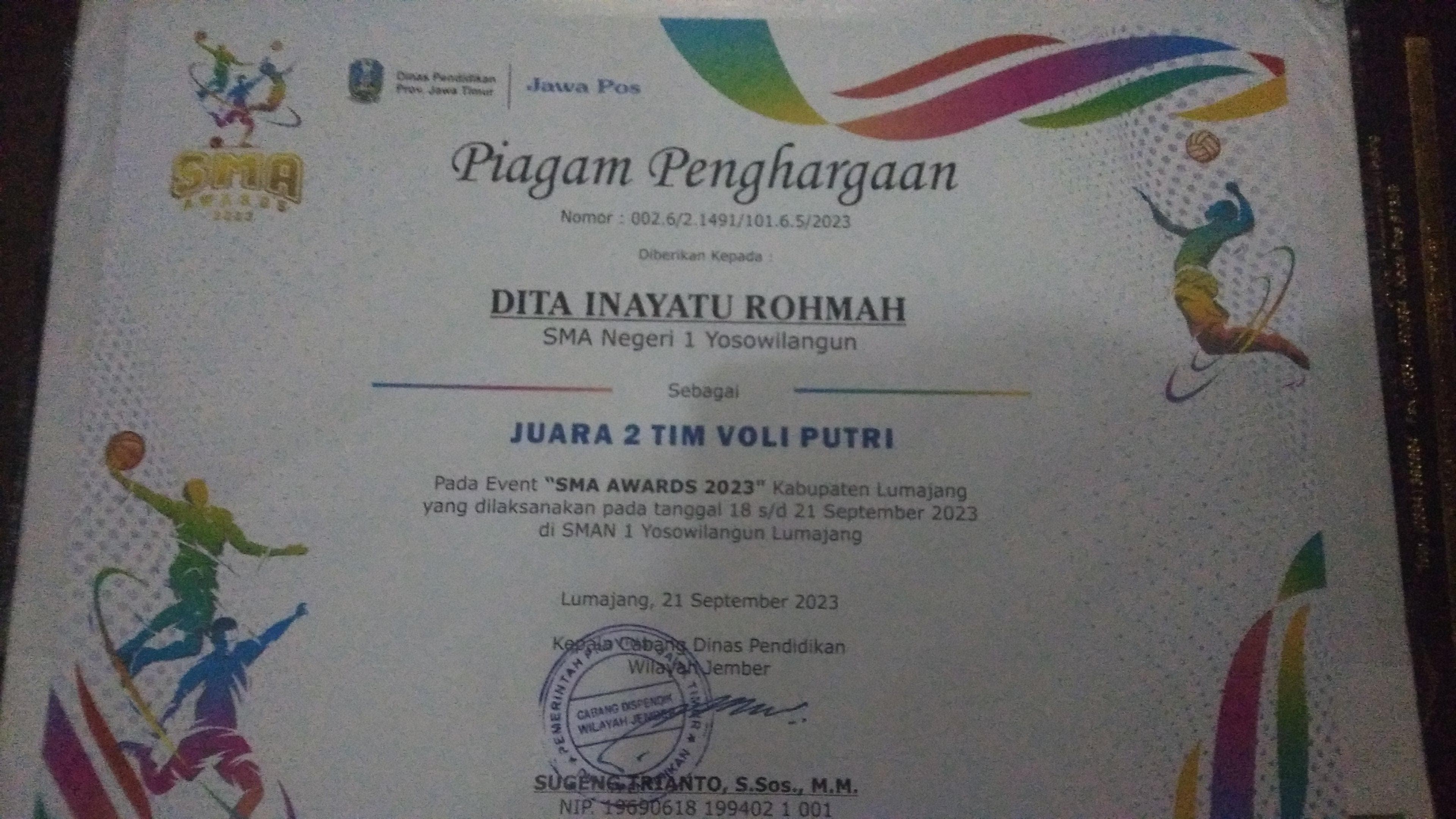 SMA AWARDS 2023 VOLI PUTRI