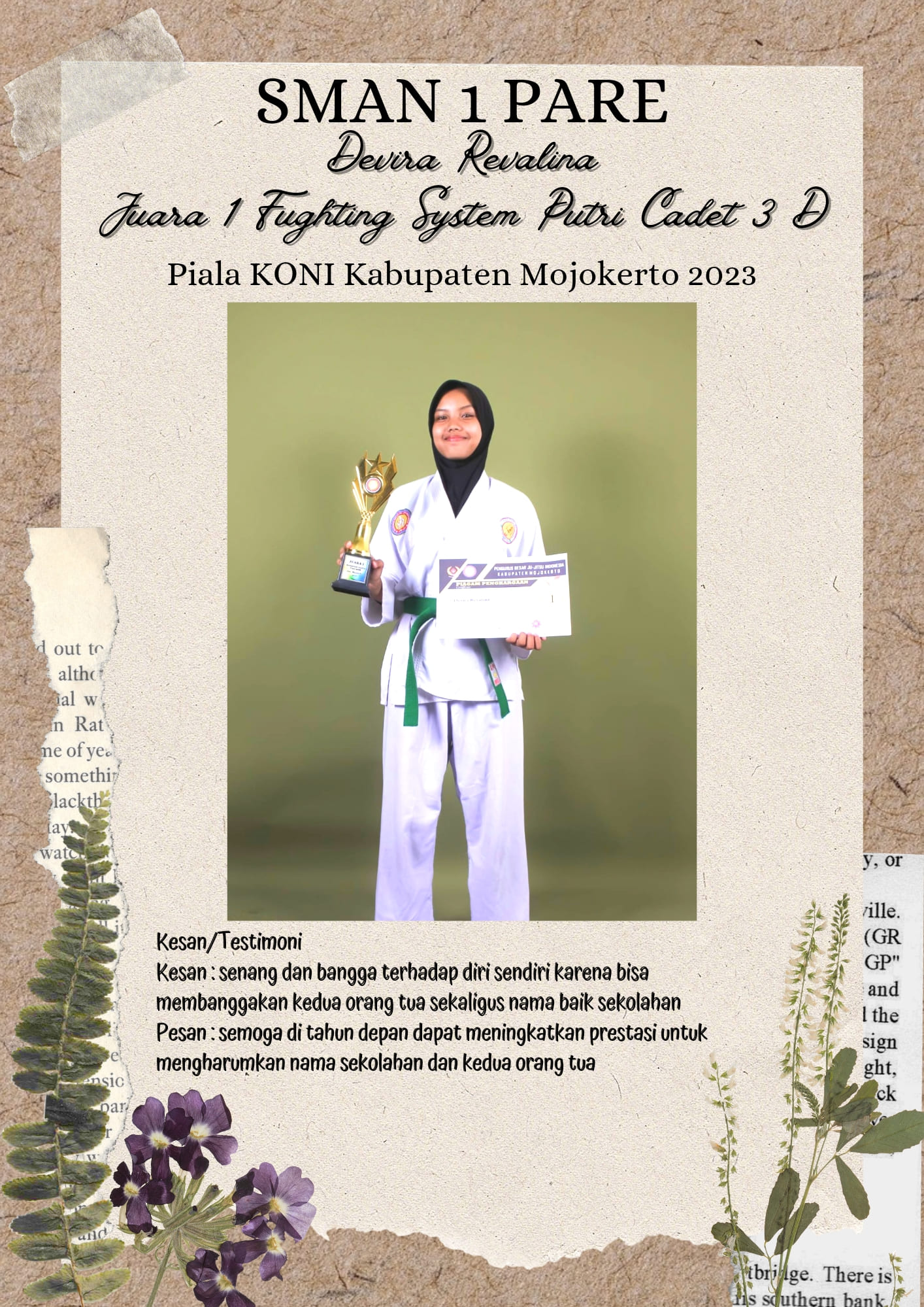 Juara Satu Fighting System Putri Cadet 3 D