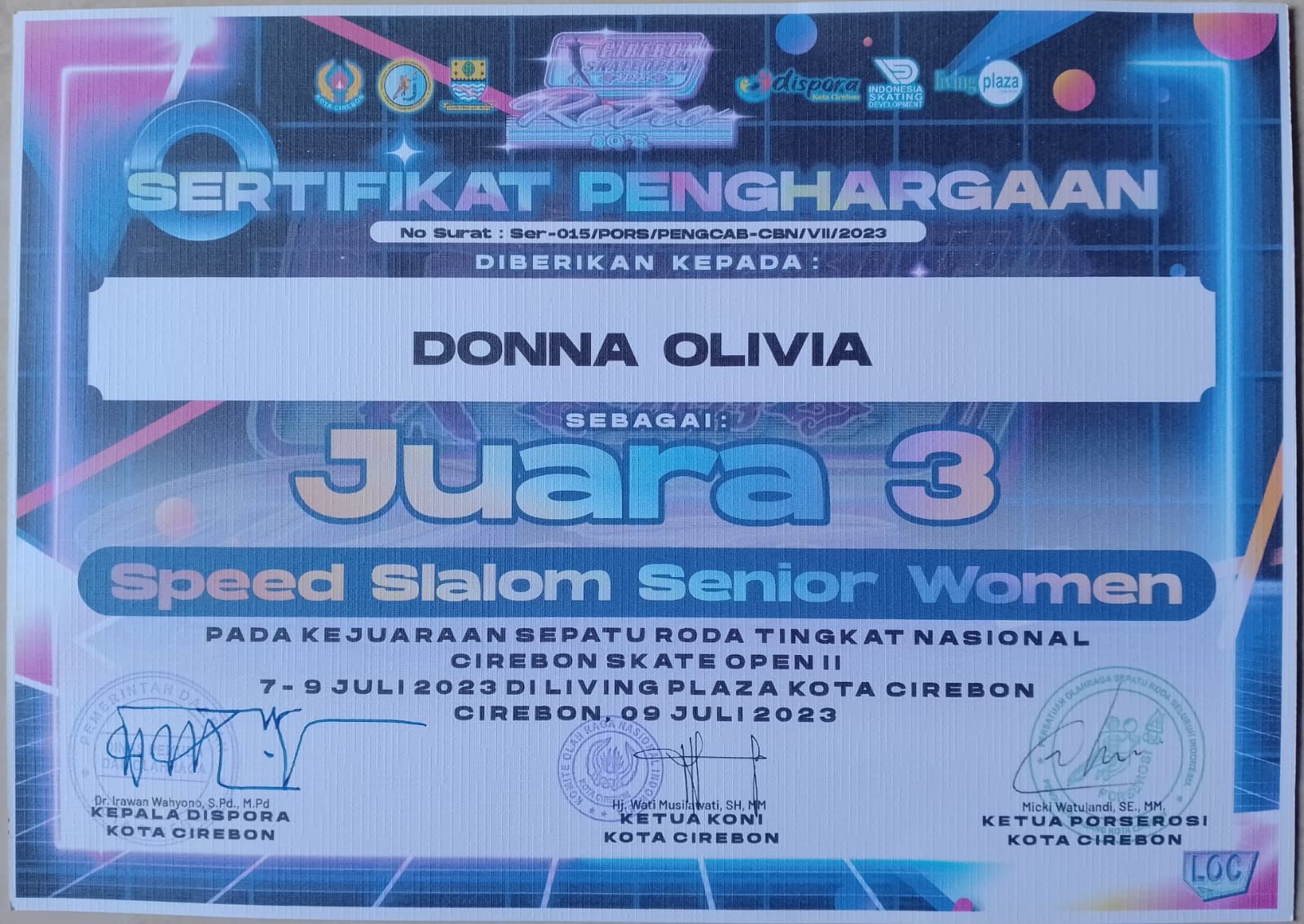 Speed Slalom Senior Women Kejuaraan Sepatu Roda Cirebon Skate Open II