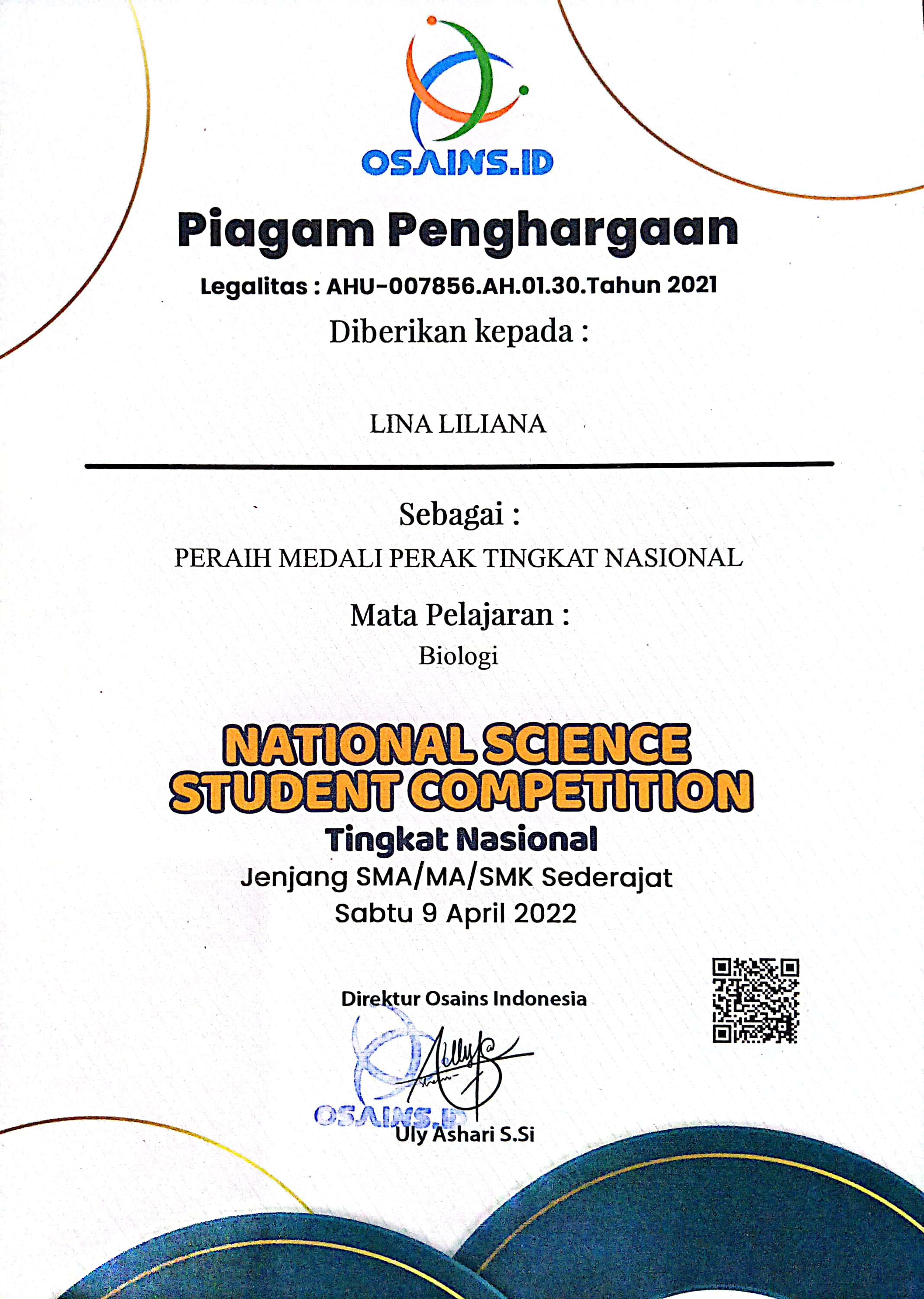 National Science Student Competition tingkat Nasional (NSSC) Bidang Biologi