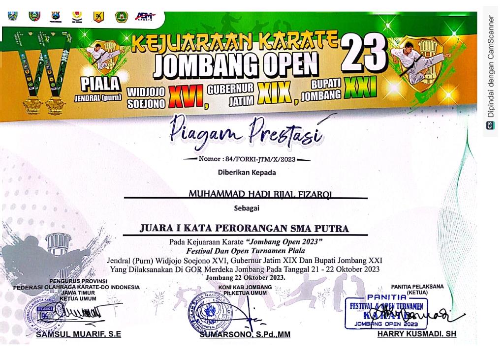 Kejuaraan Karate Jombang Open 2023 Festival dan Open Turnamen Piala - Kata Perorangan SMA Putra