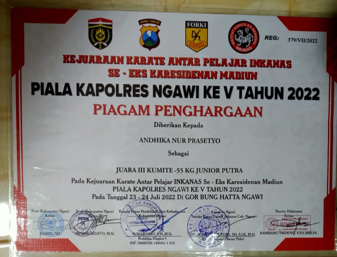 Piala Kapolres Ngawi - Kejuaraan Karate Antar Pelajar Inkanas 