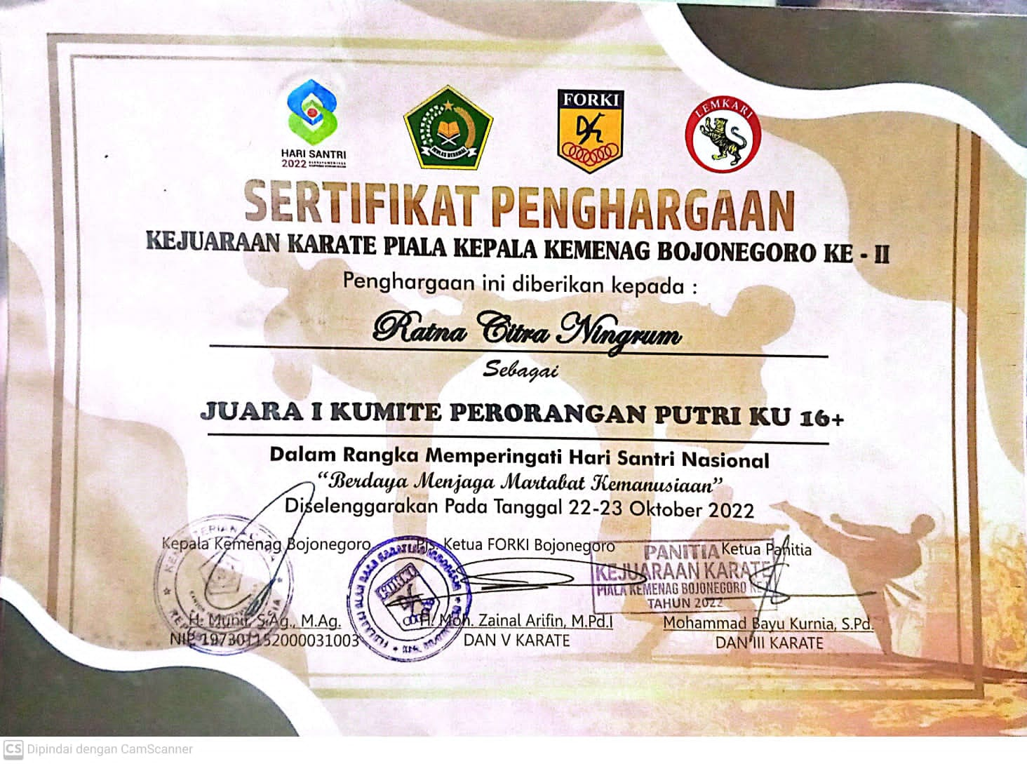 KUMITE PERORANGAN PUTRI KU 16+  PERINGATAN HARI SANTRI