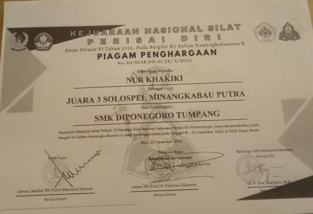 JUARA III SOLOSPEL MINANGKABAU PUTRA KEJUARAAN NASIONAL ANTAR PELAJAR VI