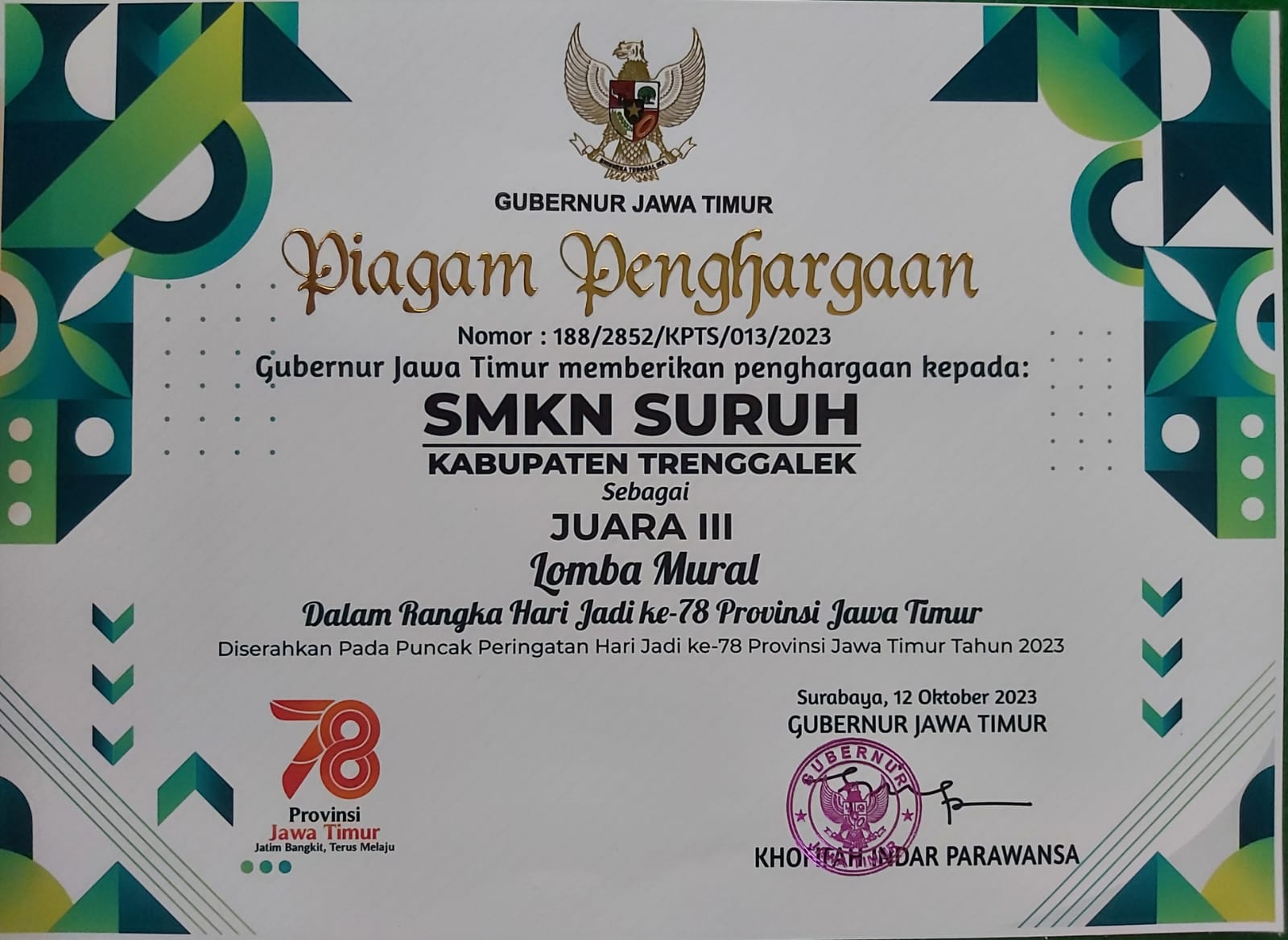 Lomba Mural dalam rangka hari jadi ke 78 provinsi jawa timur