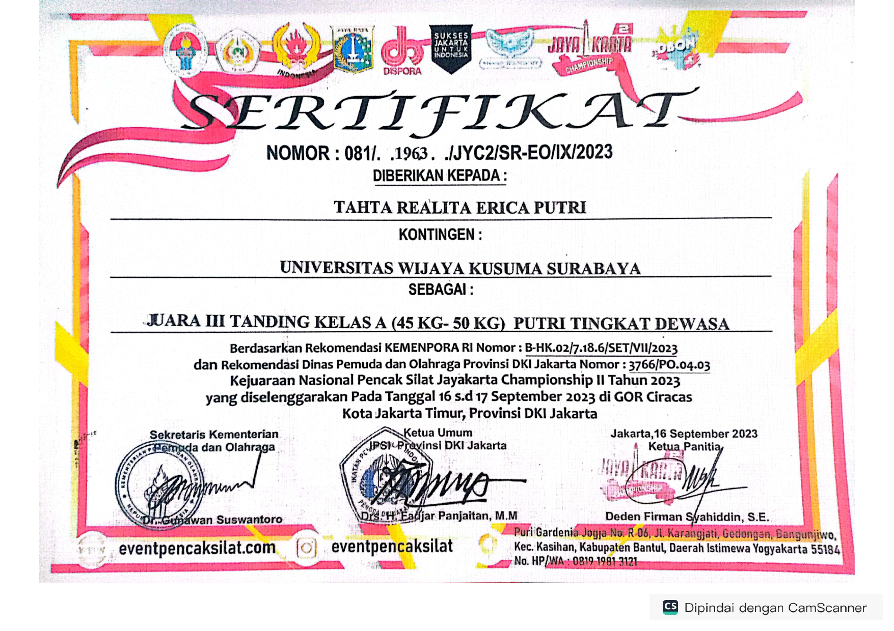 Kejuaraan Nasional Pencak Silat Jayakarta championship II 