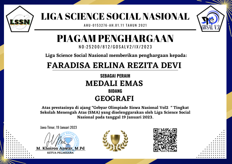 MEDALI EMAS GOSAL GEOGRAFI NASIONAL