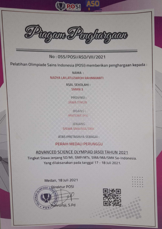 ADVANCED SCIENCE OLYMPIAD Tahun 2021 bidang Matematika