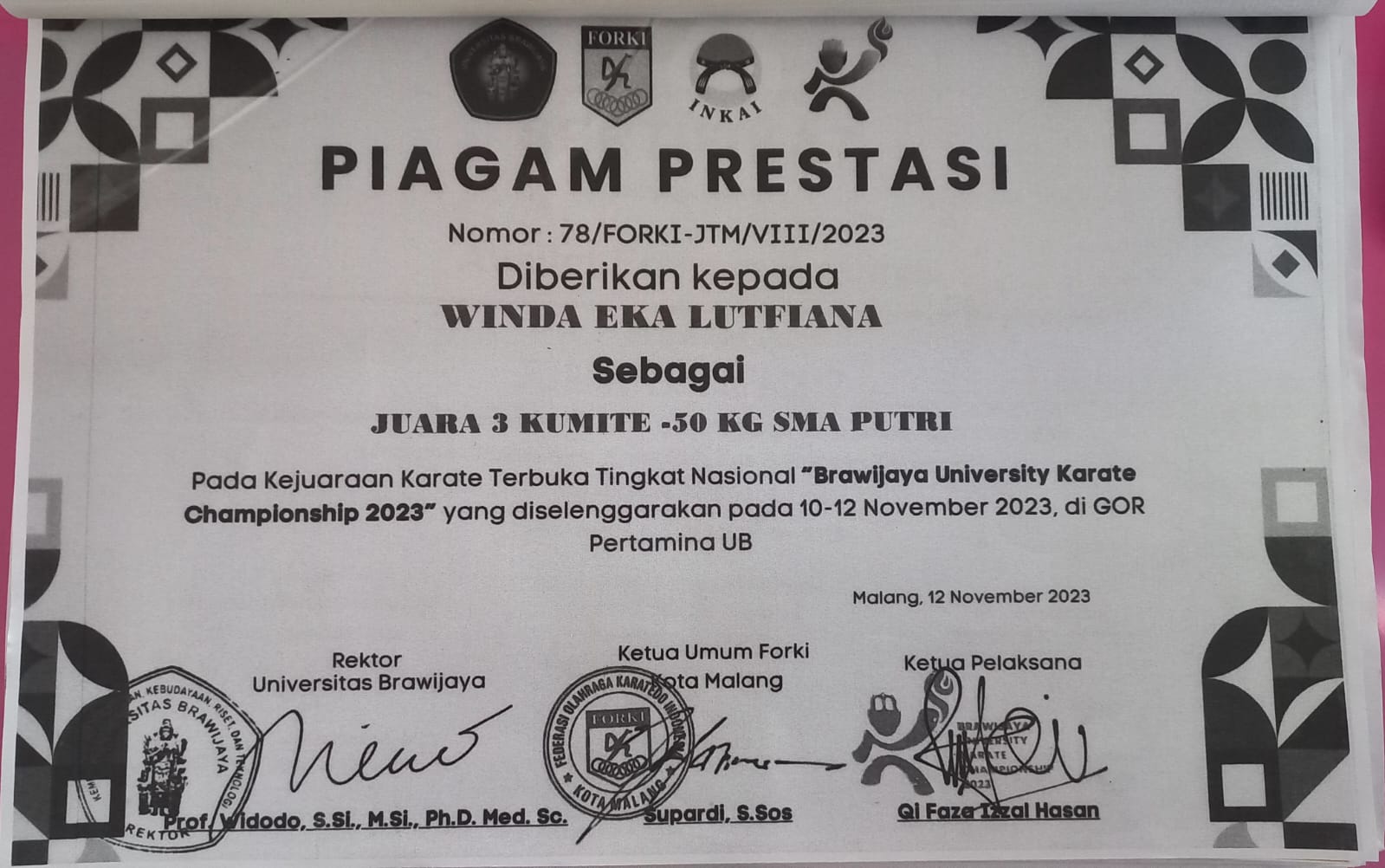 Kumite 50 Kg SMA Putri Kejuaraan Karate Terbuka Tingkat Nasional \