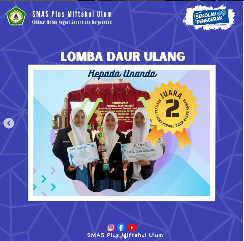 LOMBA DAUR ULANG SAMPAH TINGKAT SLTA SE-SUMENEP FESTIVAL SAINTEK 2023 BADAN EKSEKUTIF MAHASISWA INSTITUT (BEM-I) INSTITUT SAIN DAN TEKNOLOGI ANNUQAYAH 