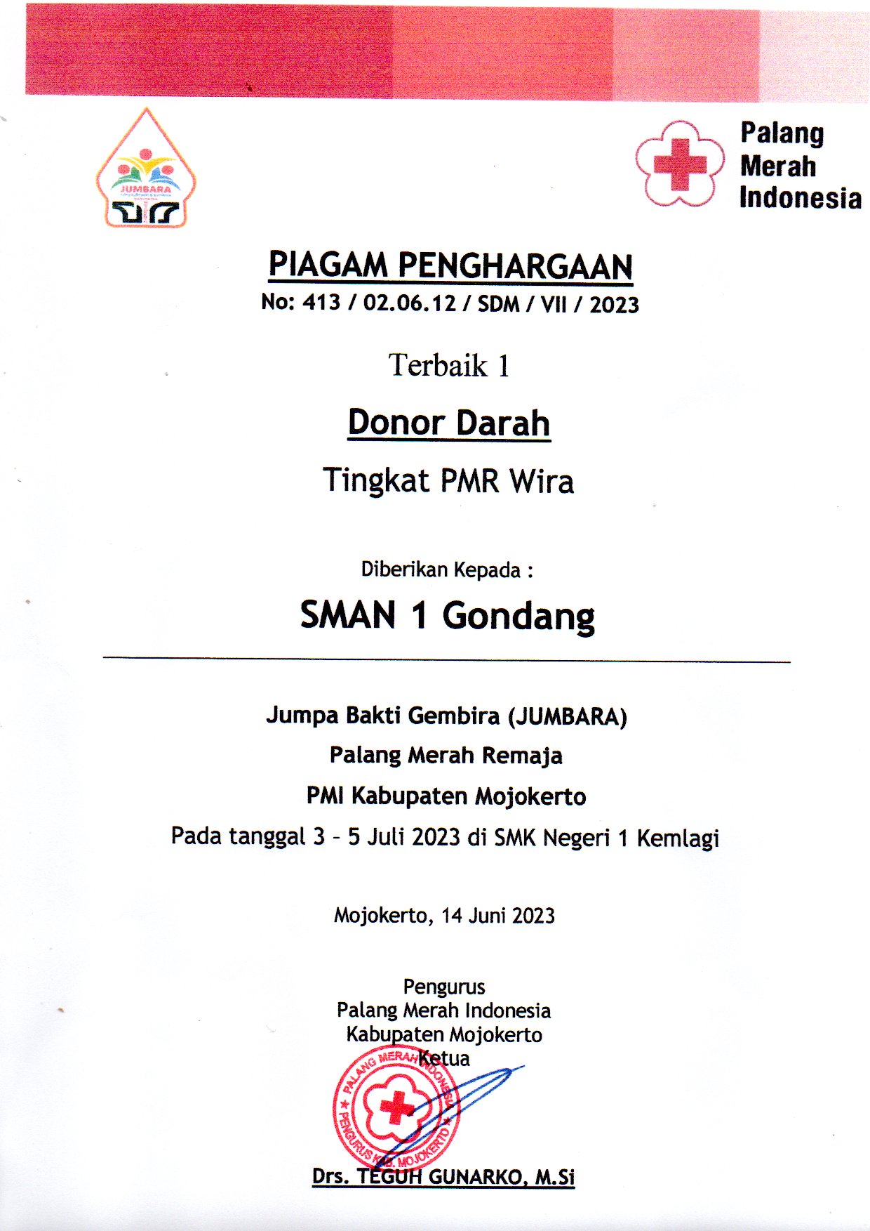 Jumpa Bhakti Gembira (Jumbara) Palang Merah Remaja Donor Darah