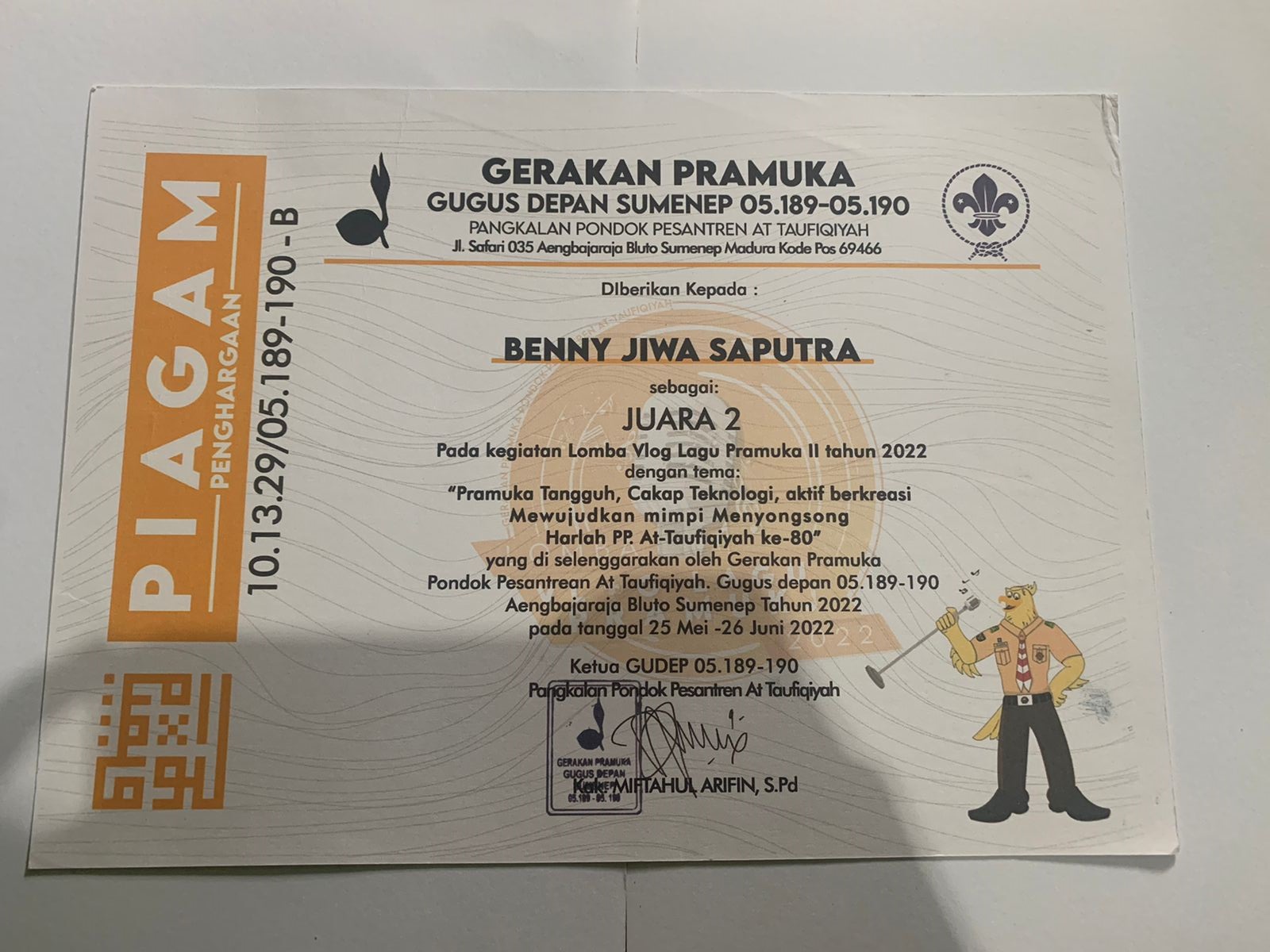 JUARA 2 LOMBA VLOG LAGU PRAMUKA II TAHUN 2022