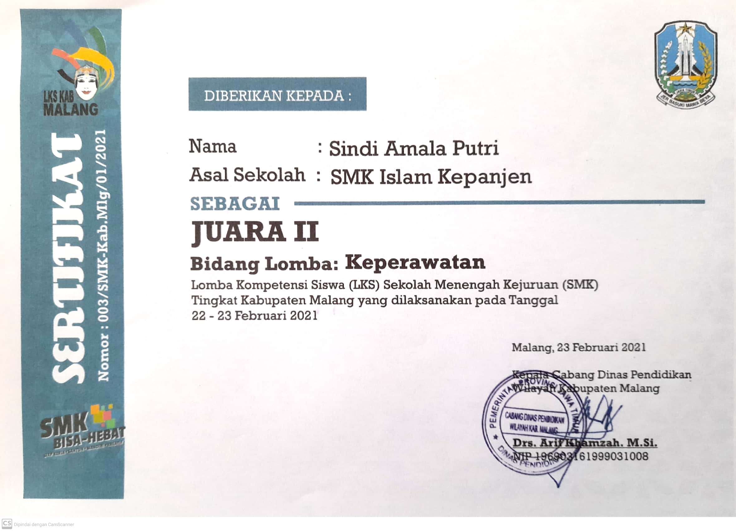 Lomba Kompetensi Siswa (LKS) Bidang Keperawatan Tahun 2021