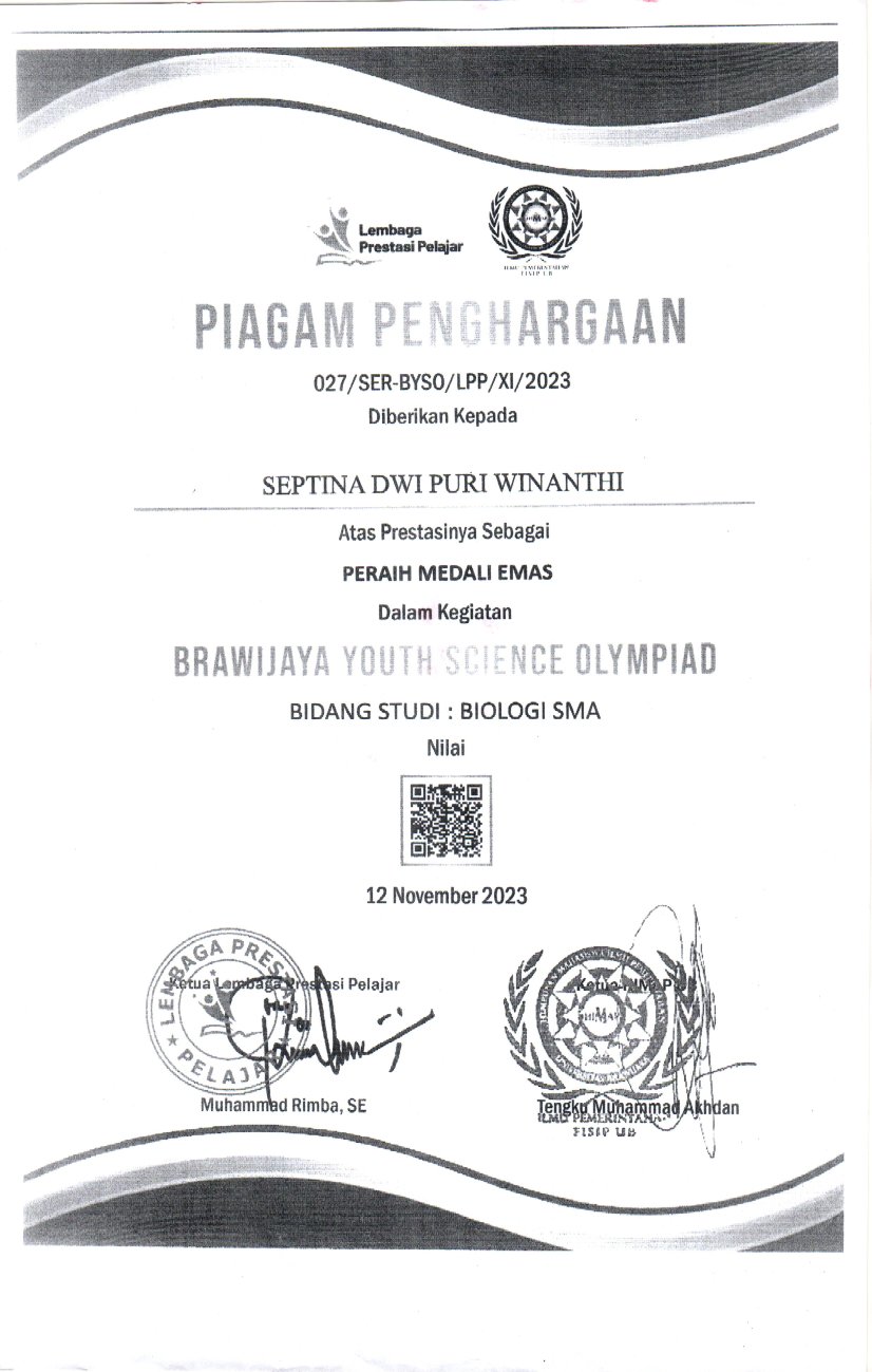 BRAWIJAYA YOUTH SCIENCE OLYMPIAD BIDANG BIOLOGI SMA