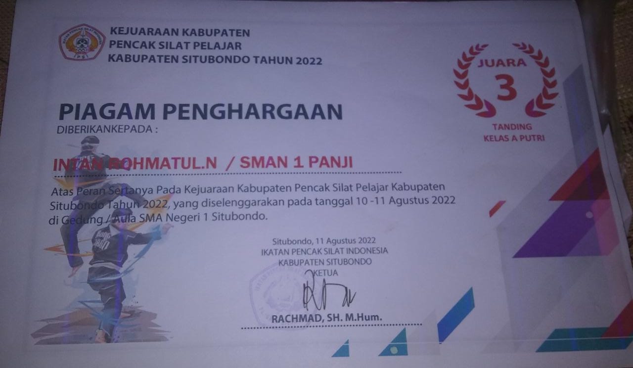 SILAT TANDING PUTRI KELAS A KEJUARAAN PENCAK SILAT PELAJAR KABUPATEN SITUBONDO