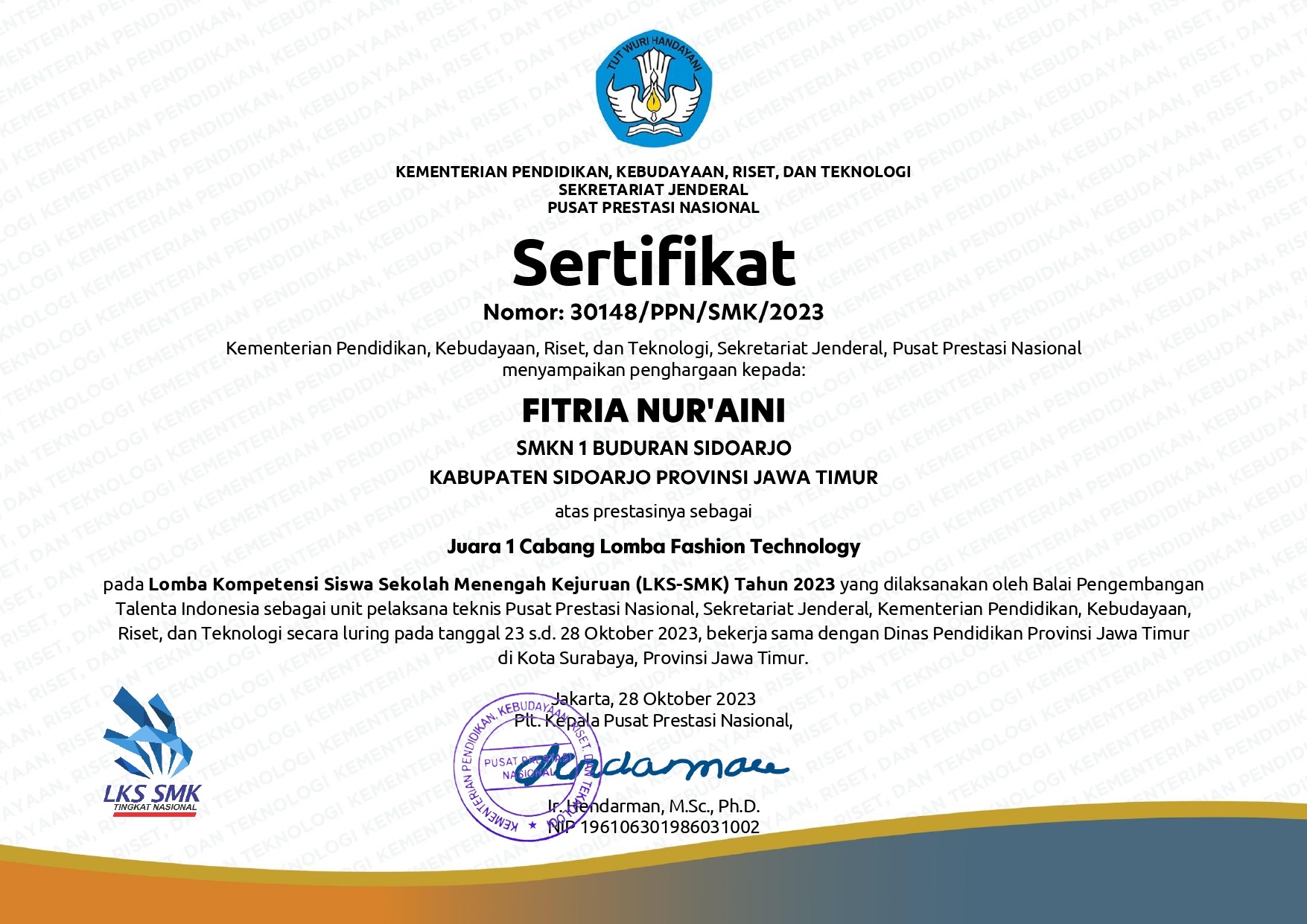 LKS SMK TINGKAT NASIONAL BIDANG FASHION TECHNOLOGY